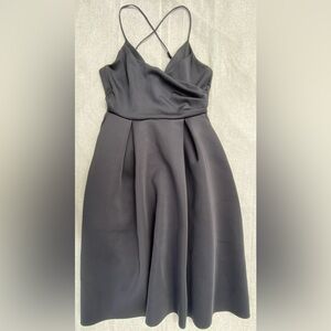 ASOS Black V Neck Strappy Midi Cocktail Dress US 6 Adjustable Cross Back Straps